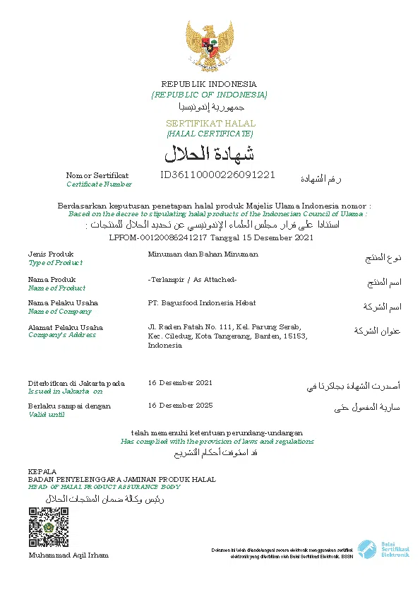 Sertifikat Halal Produk JPS