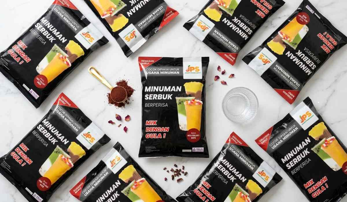 bubuk minuman dengan gula