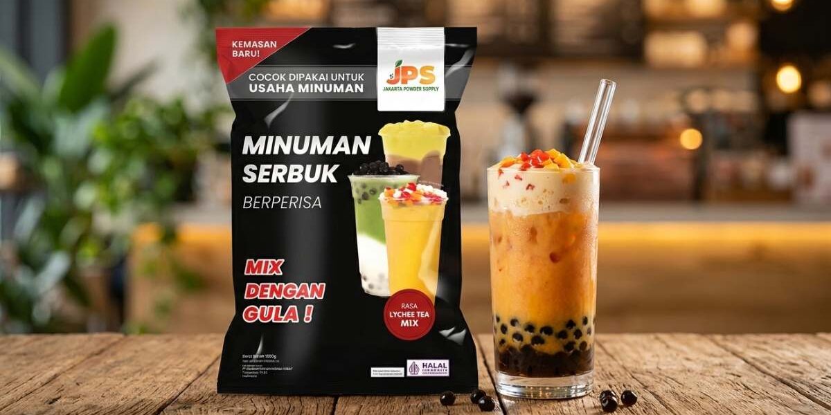 bubuk minuman dengan gula