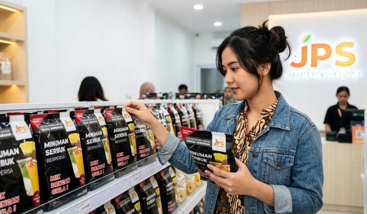 bubuk minuman dengan gula