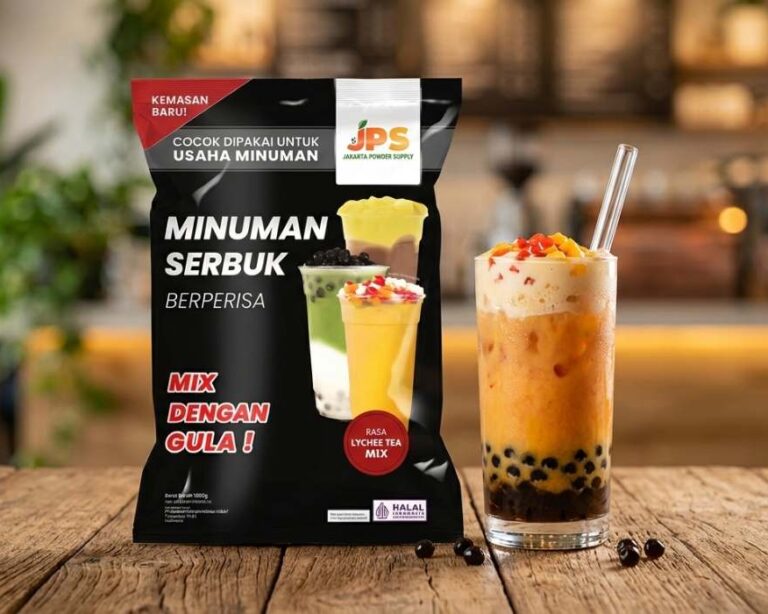 bubuk minuman dengan gula