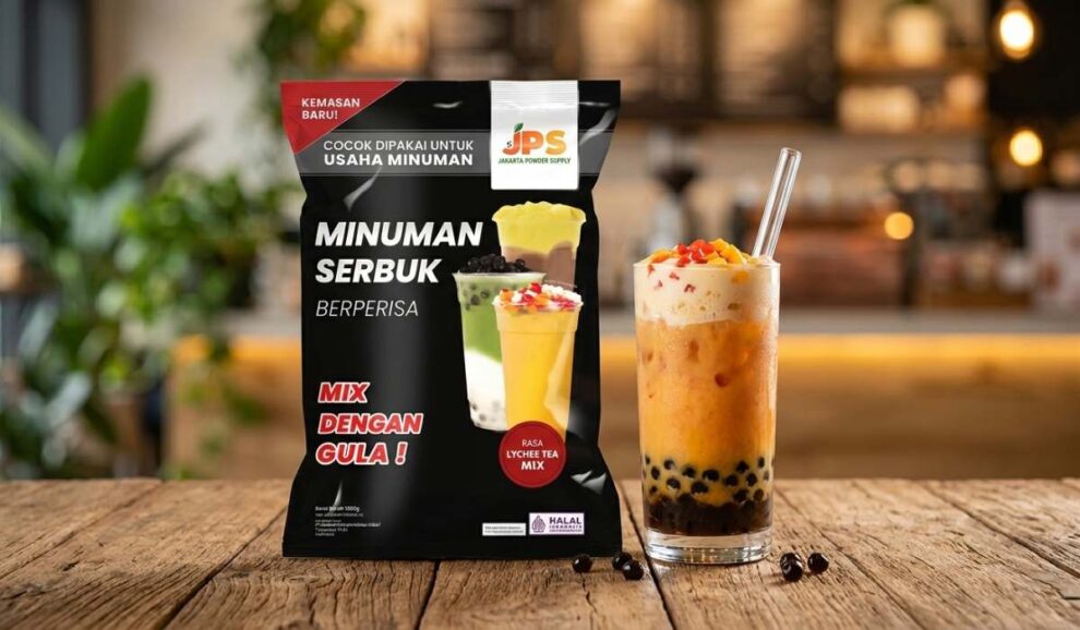 bubuk minuman dengan gula