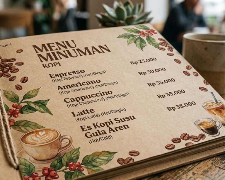 menu minuman café